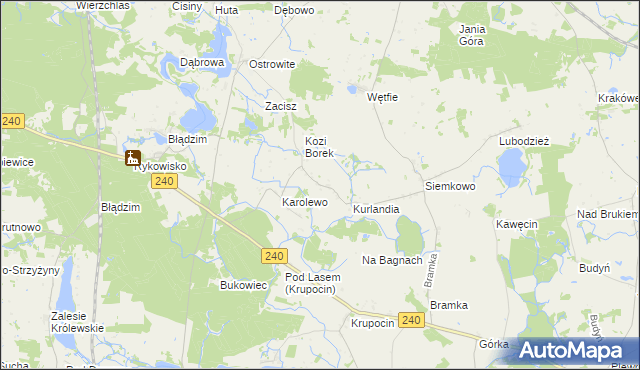 mapa Jeziorki gmina Lniano, Jeziorki gmina Lniano na mapie Targeo