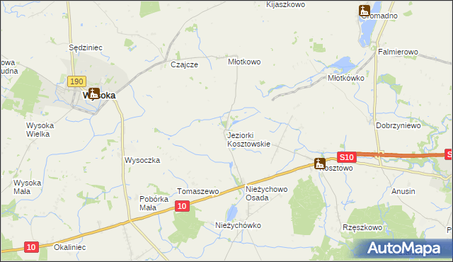 mapa Jeziorki Kosztowskie, Jeziorki Kosztowskie na mapie Targeo