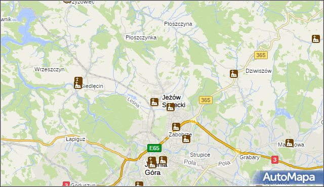 mapa Jeżów Sudecki, Jeżów Sudecki na mapie Targeo