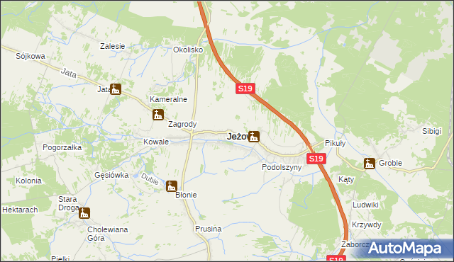 mapa Jeżowe, Jeżowe na mapie Targeo