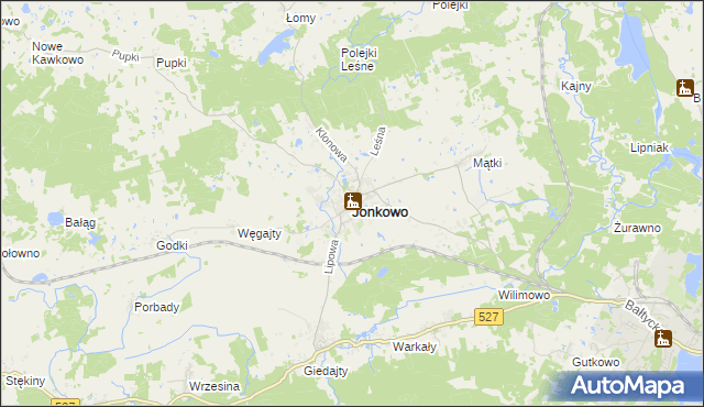 mapa Jonkowo, Jonkowo na mapie Targeo