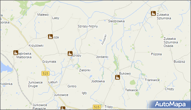 mapa Jordanki, Jordanki na mapie Targeo