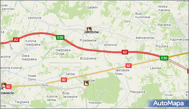 mapa Józefin gmina Jakubów, Józefin gmina Jakubów na mapie Targeo