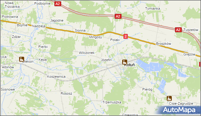 mapa Józefin gmina Kotuń, Józefin gmina Kotuń na mapie Targeo