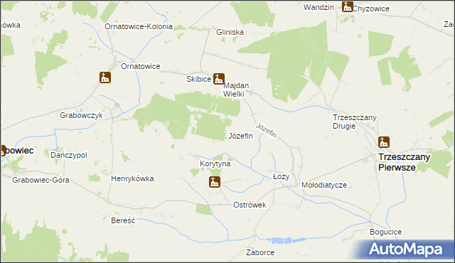 mapa Józefin gmina Trzeszczany, Józefin gmina Trzeszczany na mapie Targeo