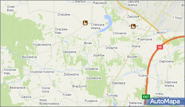 mapa Józefów gmina Wróblew, Józefów gmina Wróblew na mapie Targeo