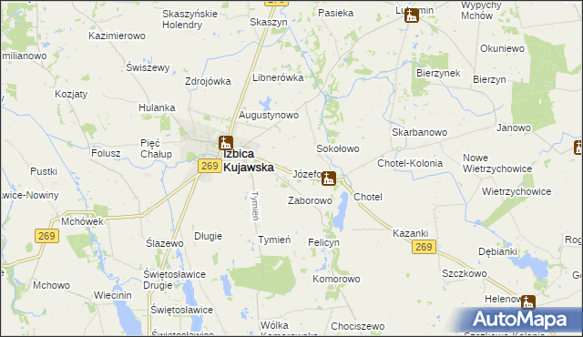 mapa Józefowo gmina Izbica Kujawska, Józefowo gmina Izbica Kujawska na mapie Targeo