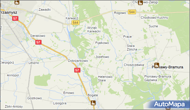 mapa Józefowo gmina Przasnysz, Józefowo gmina Przasnysz na mapie Targeo