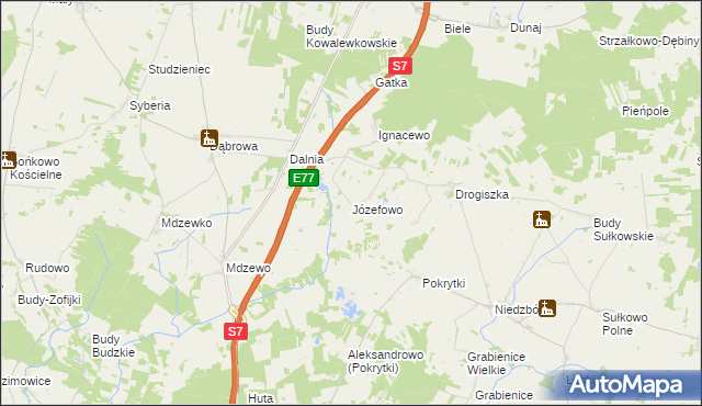 mapa Józefowo gmina Strzegowo, Józefowo gmina Strzegowo na mapie Targeo