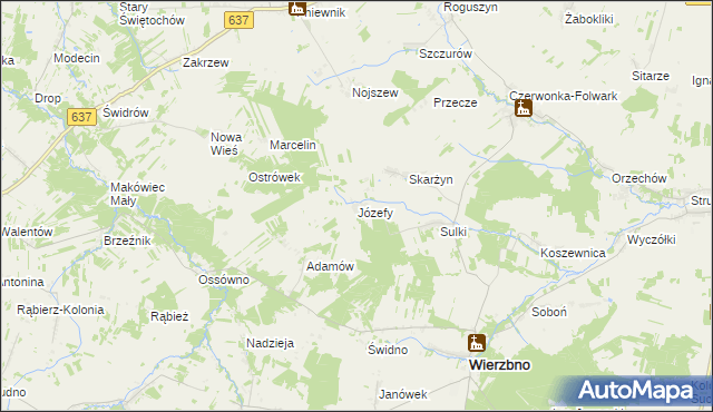 mapa Józefy, Józefy na mapie Targeo