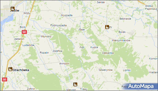 mapa Jugi, Jugi na mapie Targeo