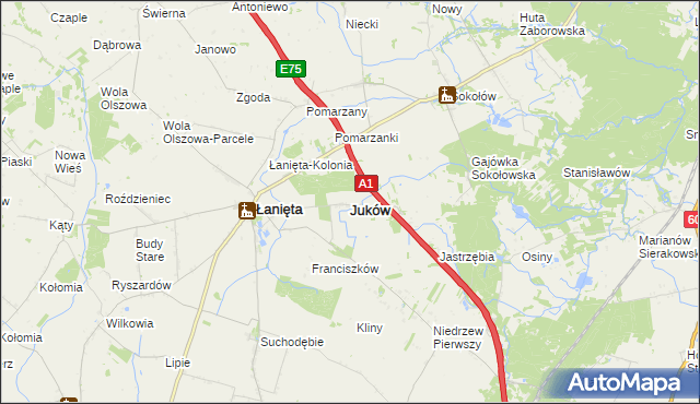 mapa Juków, Juków na mapie Targeo