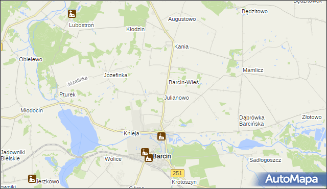 mapa Julianowo gmina Barcin, Julianowo gmina Barcin na mapie Targeo