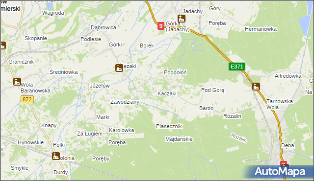 mapa Kaczaki, Kaczaki na mapie Targeo