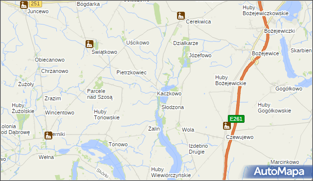 mapa Kaczkowo gmina Żnin, Kaczkowo gmina Żnin na mapie Targeo