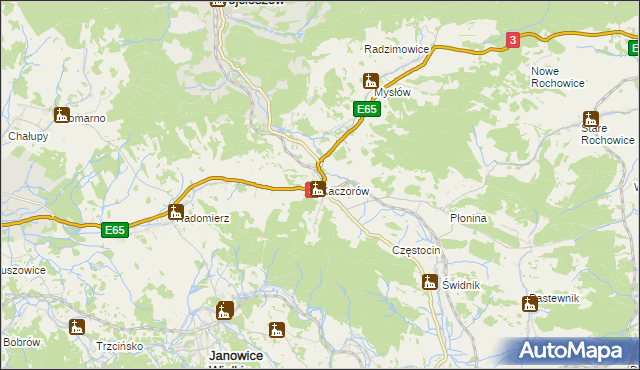 mapa Kaczorów gmina Bolków, Kaczorów gmina Bolków na mapie Targeo