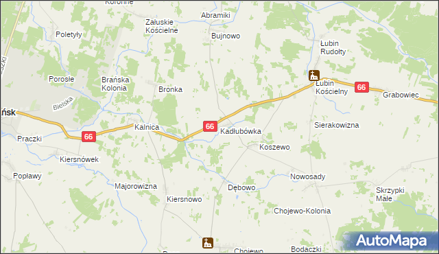 mapa Kadłubówka gmina Brańsk, Kadłubówka gmina Brańsk na mapie Targeo