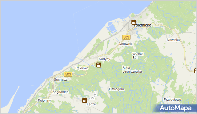 mapa Kadyny, Kadyny na mapie Targeo