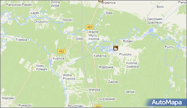 mapa Kaflarnia gmina Nowa Brzeźnica, Kaflarnia gmina Nowa Brzeźnica na mapie Targeo