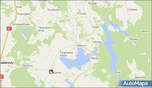 mapa Kałęczyn gmina Dźwierzuty, Kałęczyn gmina Dźwierzuty na mapie Targeo
