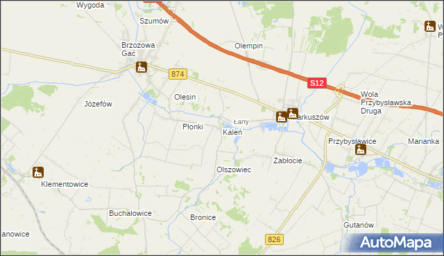 mapa Kaleń gmina Markuszów, Kaleń gmina Markuszów na mapie Targeo