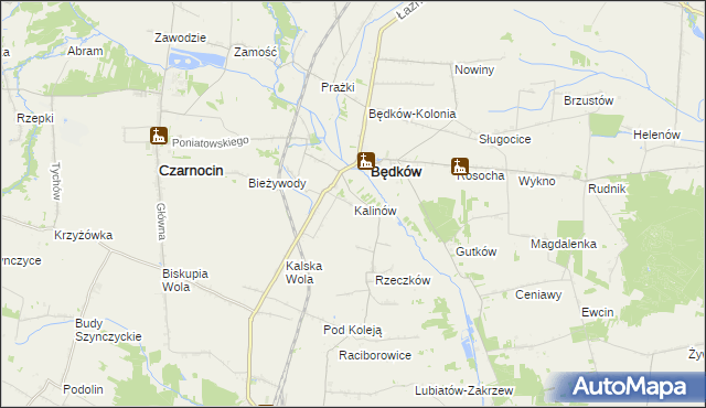 mapa Kalinów gmina Będków, Kalinów gmina Będków na mapie Targeo