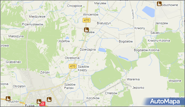 mapa Kalinowa gmina Turek, Kalinowa gmina Turek na mapie Targeo