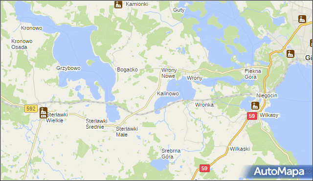 mapa Kalinowo gmina Giżycko, Kalinowo gmina Giżycko na mapie Targeo