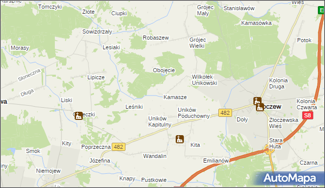 mapa Kamasze, Kamasze na mapie Targeo