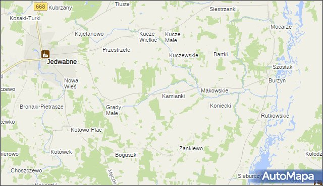 mapa Kamianki gmina Jedwabne, Kamianki gmina Jedwabne na mapie Targeo