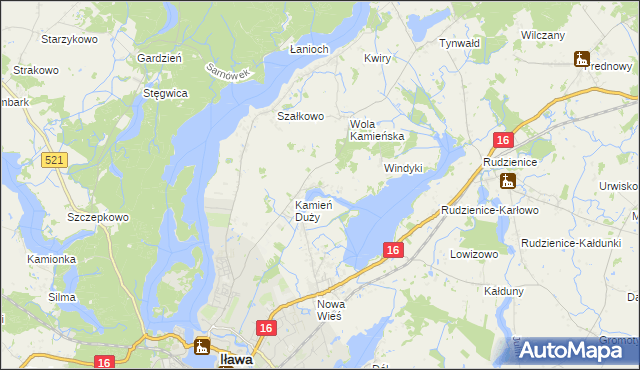 mapa Kamień Mały gmina Iława, Kamień Mały gmina Iława na mapie Targeo