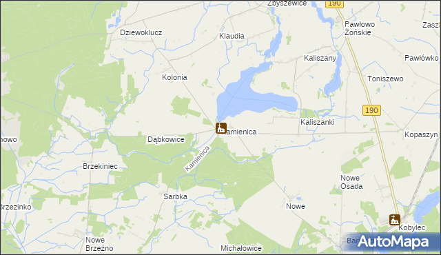 mapa Kamienica gmina Wągrowiec, Kamienica gmina Wągrowiec na mapie Targeo