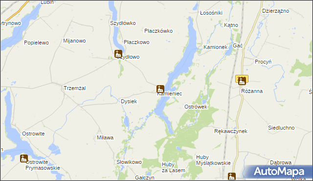 mapa Kamieniec gmina Trzemeszno, Kamieniec gmina Trzemeszno na mapie Targeo