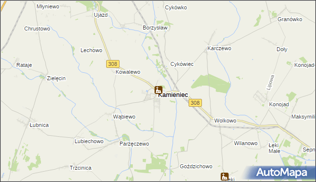 mapa Kamieniec powiat grodziski, Kamieniec powiat grodziski na mapie Targeo