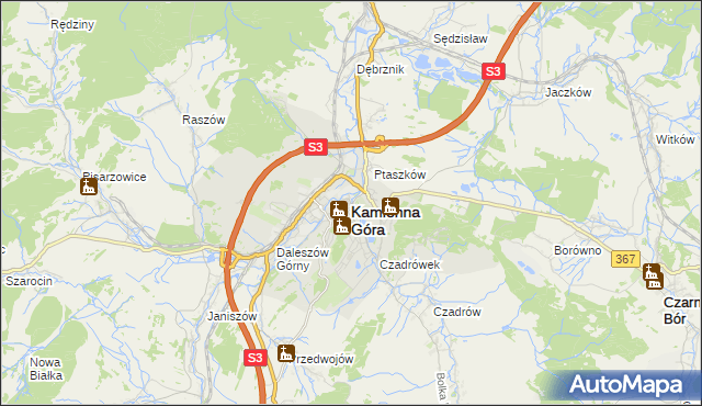 mapa Kamienna Góra, Kamienna Góra na mapie Targeo