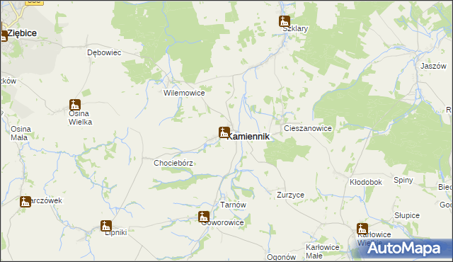 mapa Kamiennik powiat nyski, Kamiennik powiat nyski na mapie Targeo