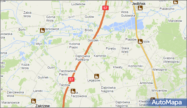 mapa Kamińsk gmina Jedlińsk, Kamińsk gmina Jedlińsk na mapie Targeo