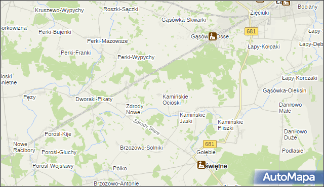 mapa Kamińskie Ocioski, Kamińskie Ocioski na mapie Targeo