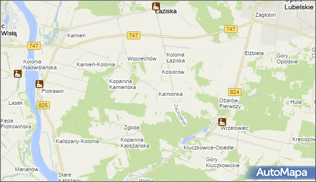 mapa Kamionka gmina Opole Lubelskie, Kamionka gmina Opole Lubelskie na mapie Targeo