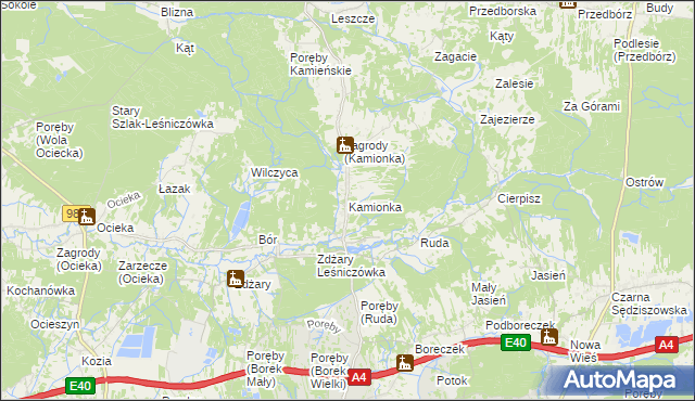 mapa Kamionka gmina Ostrów, Kamionka gmina Ostrów na mapie Targeo