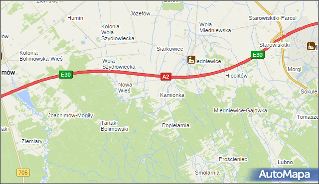 mapa Kamionka gmina Wiskitki, Kamionka gmina Wiskitki na mapie Targeo