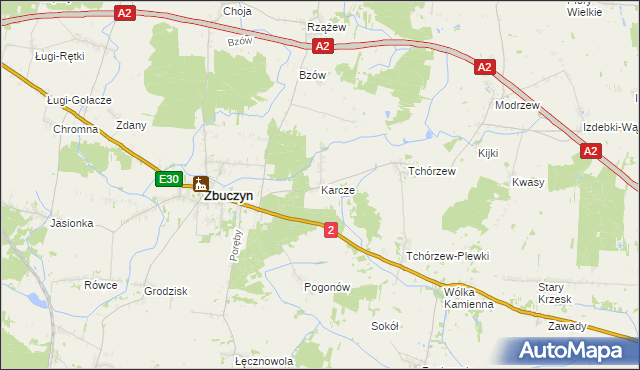 mapa Karcze gmina Zbuczyn, Karcze gmina Zbuczyn na mapie Targeo