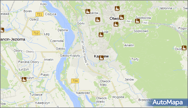 mapa Karczew powiat otwocki, Karczew powiat otwocki na mapie Targeo