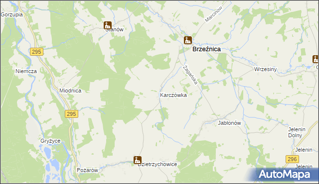 mapa Karczówka gmina Brzeźnica, Karczówka gmina Brzeźnica na mapie Targeo