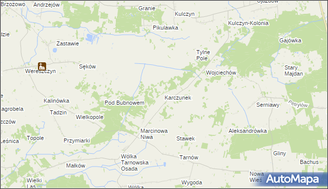 mapa Karczunek gmina Wierzbica, Karczunek gmina Wierzbica na mapie Targeo
