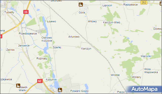 mapa Karczyn gmina Kruszwica, Karczyn gmina Kruszwica na mapie Targeo