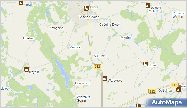 mapa Karkowo gmina Gościno, Karkowo gmina Gościno na mapie Targeo