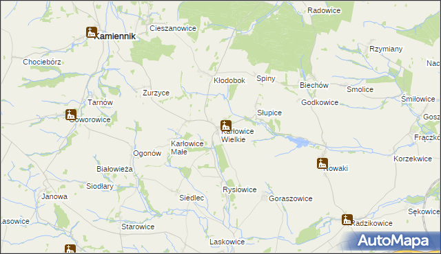 mapa Karłowice Wielkie, Karłowice Wielkie na mapie Targeo