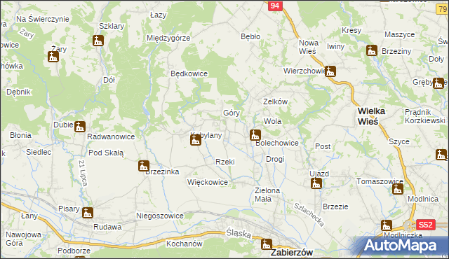 mapa Karniowice gmina Zabierzów, Karniowice gmina Zabierzów na mapie Targeo