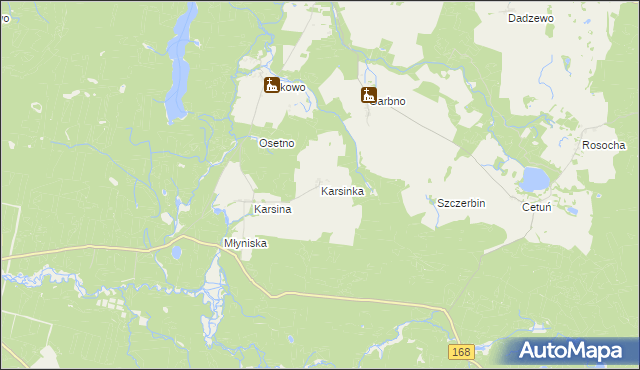 mapa Karsinka, Karsinka na mapie Targeo